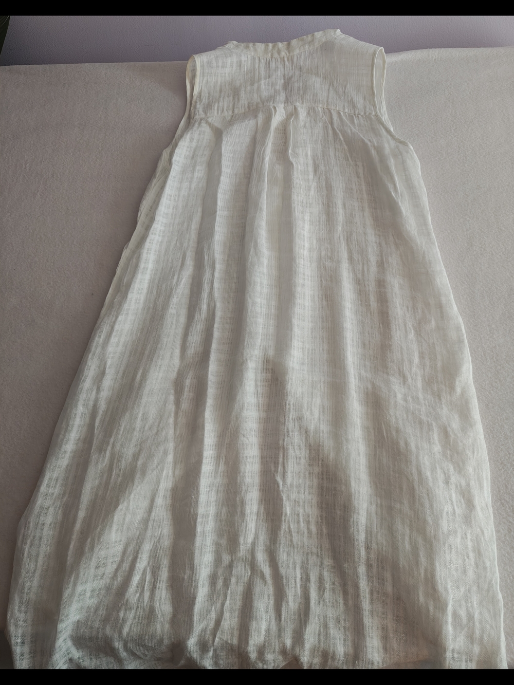 Eileen Fisher Lightweight Textured Linen Top — Natural Cream - Picture 7 of 9